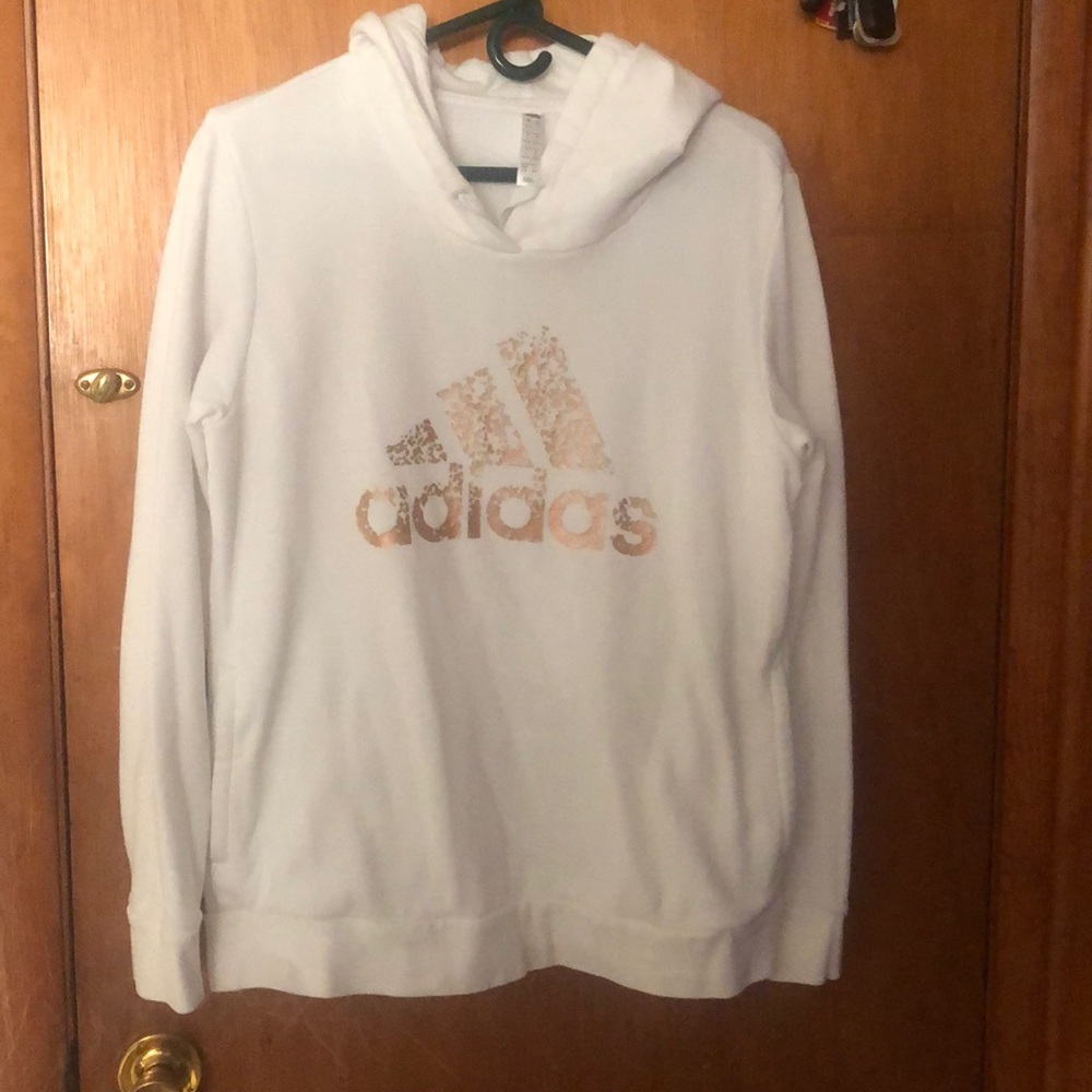 Adidas white hoodie Size L